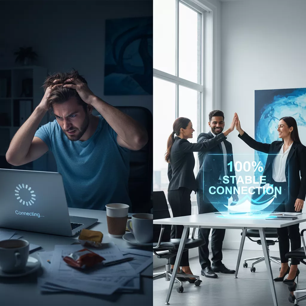 Perbedaan suasana kantor dengan internet broadband lemot vs internet dedicated stabil Perbedaan suasana kantor dengan internet broadband lemot vs internet dedicated stabil