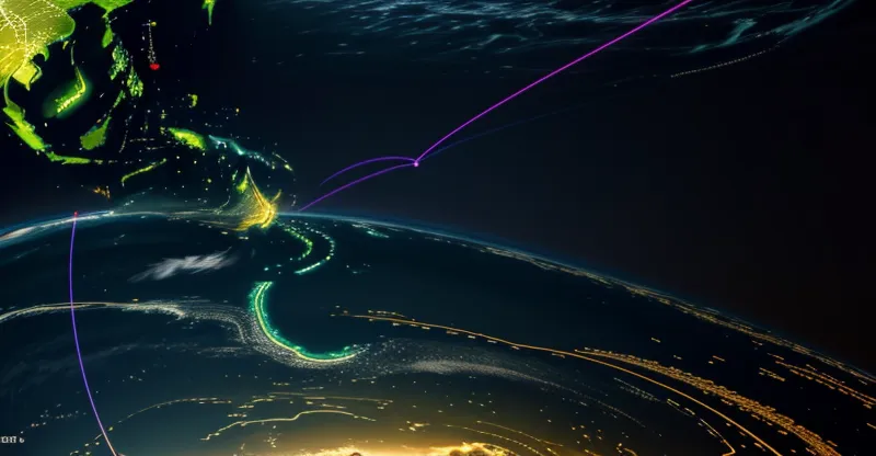 Ilustrasi peta rute kabel bawah laut dari server lokal menuju server internasional.