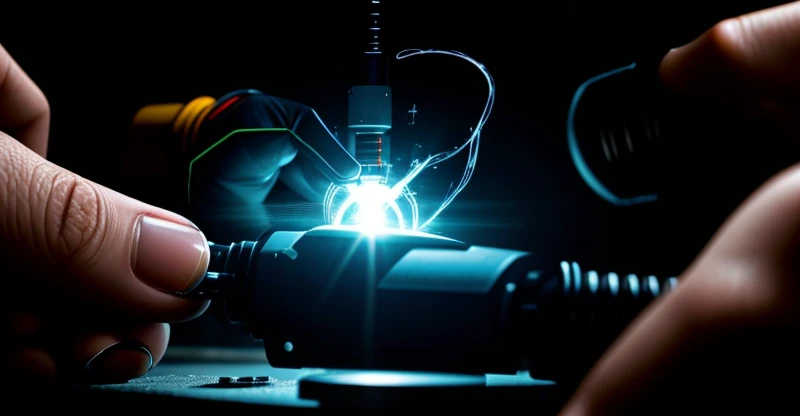 teknisi jaringan melakukan splicing menyambung inti kabel fiber optik yang putus