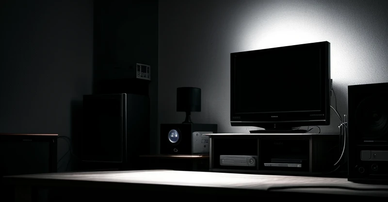 alat set top box tv kabel yang berdebu dengan kabel yang terputus di samping router internet menyala