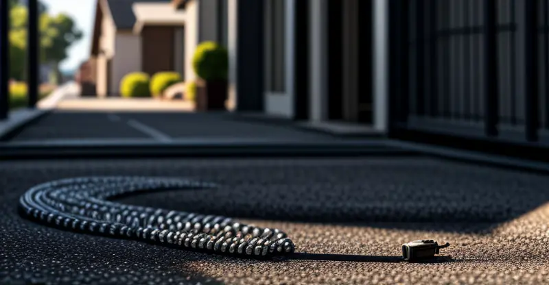 gulungan kabel fiber optik drop core warna hitam siap ditarik teknisi internet