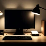 alat router mikrotik tersambung dengan kabel jaringan di rak server kecil rumah