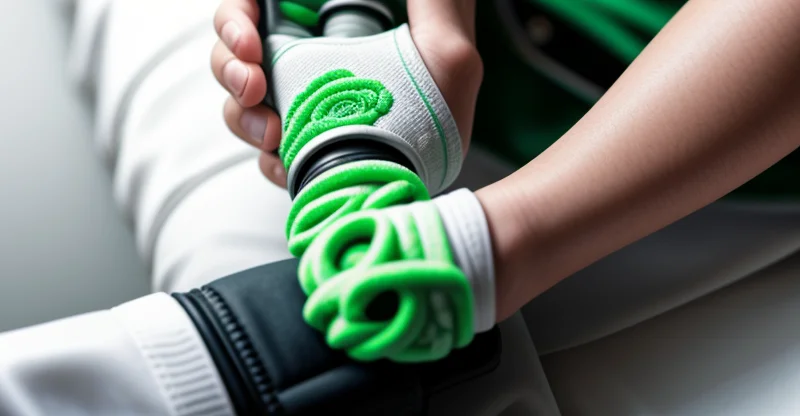 tangan memegang ujung konektor fiber optik sc apc hijau yang dicabut dari roset dinding