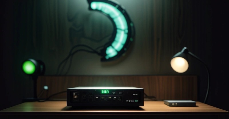 router zte f609 warna putih dengan dua antena menyala di atas meja