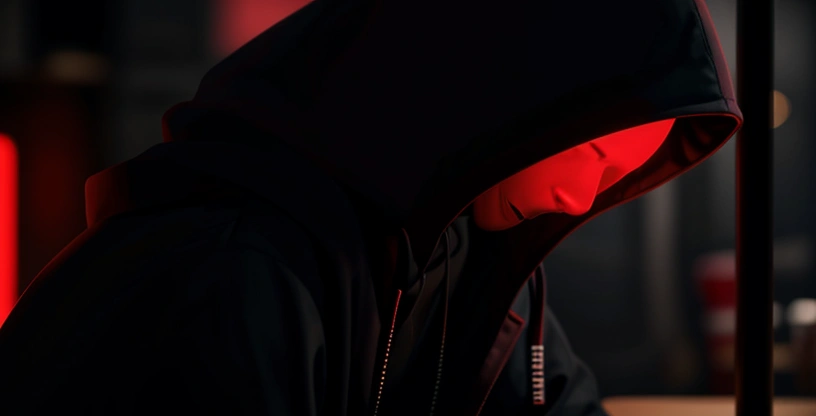 ilustrasi hacker mencoba meretas sistem mesin kasir minimarket melalui smartphone di jaringan wifi publik