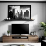 Estetika meja TV minimalis dengan router WiFi murni tanpa perangkat TV kabel