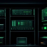 perangkat router mikrotik kelas enterprise dipasang di dinding studio memancarkan lampu indikator hijau tanda koneksi stabil