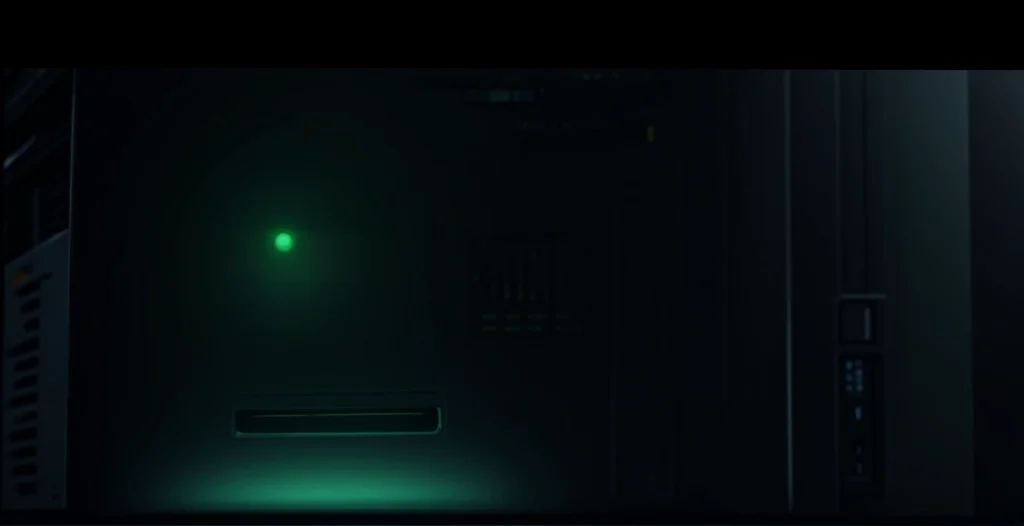 Suasana instalasi perangkat rack server manajemen internet kampus dan instalasi kabel fiber optic rapi dengan lampu indikator menyala