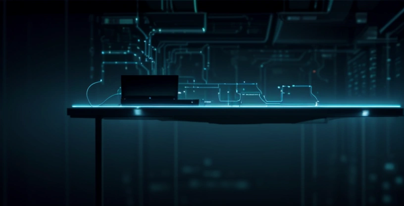 Diagram topologi jaringan cloud yang menghubungkan satu komputer host utama ke ratusan komputer peserta melalui server pusat zoom