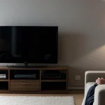 keluarga bahagia menonton streaming resolusi 4k tanpa buffering internet stabil