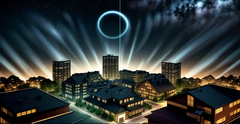 ilustrasi sinyal wifi 2.4GHz yang saling bertabrakan antara beberapa router tetangga di area perumahan padat