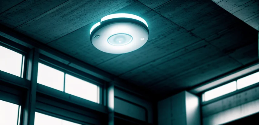 Instalasi perangkat Access Point kelas enterprise di plafon co-working space industrial