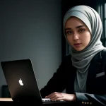 Pemilik co-working space mengecek status jaringan mikrotik user manager di laptop