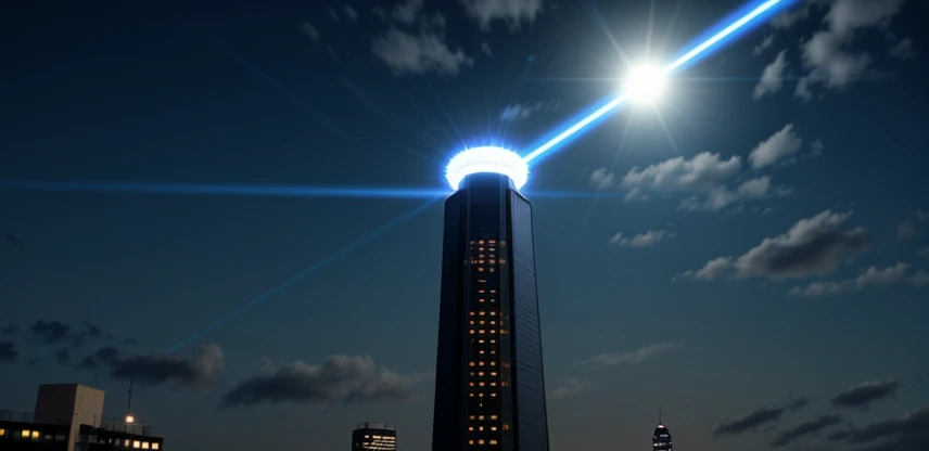 Diagram point to point wireless dari gedung pencakar langit BTS ISP ke balkon apartemen