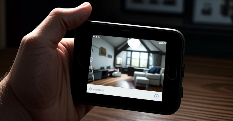 layar smartphone menampilkan video pantauan cctv rumah dengan tulisan connection timeout