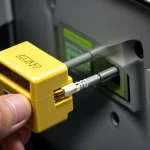 cara mencolokkan kabel optik warna kuning ke belakang router ont tanpa menyentuh bagian ujungnya