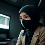 Teknisi IT wanita memantau layar grafik stabilitas ping internet melalui laptop di ruang kontrol