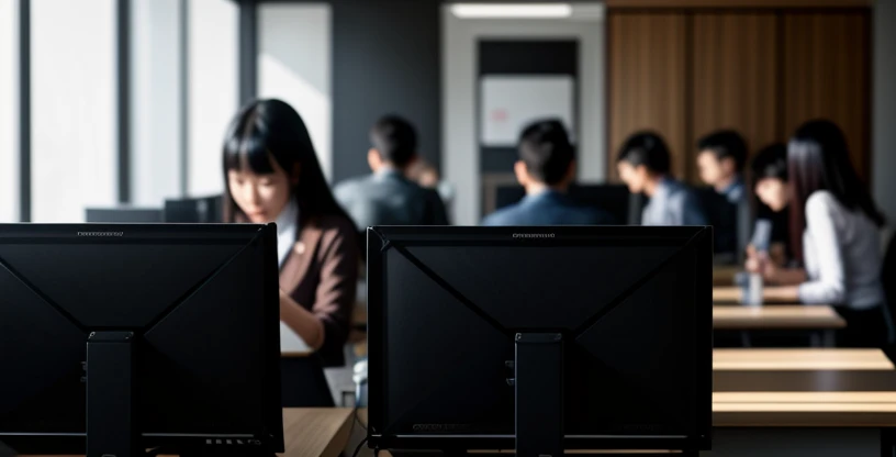 para pekerja startup sibuk di ruang kerja dengan laptop masing-masing mengandalkan koneksi wifi