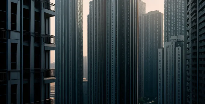 pemandangan gedung apartemen tinggi di jabodetabek dengan banyak unit jendela