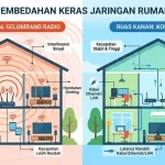 Perbandingan koneksi WiFi pemancar terhalang benda dengan rute kabel fisik murni