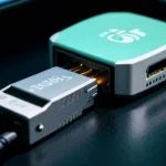 Kabel LAN RJ45 Cat6 yang terhubung dari PC gaming ke router Mikrotik