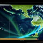 Peta routing kabel bawah laut global yang berkedip menunjukkan rute bgp tidak stabil menuju data center