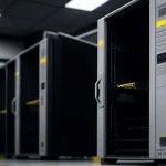 Rak server PPOB dengan koneksi ganda fiber optik enterprise