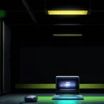 Infrastruktur perangkat router di dalam rak server korporat