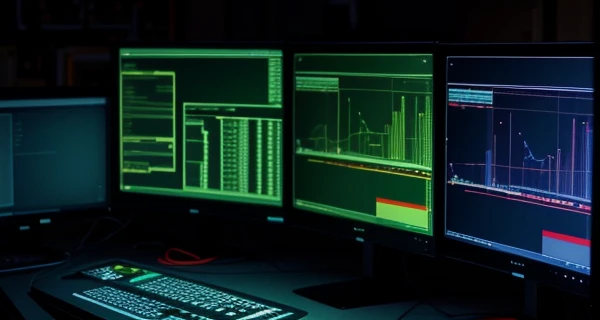 Teknisi IT menganalisis log error router mikrotik untuk mendiagnosis packet loss.