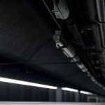 bundelan kabel jaringan yang terlindungi rapi di dalam pipa conduit pvc di atas plafon atap