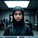 petugas it memeriksa rack server jaringan rekam medis elektronik puskesmas