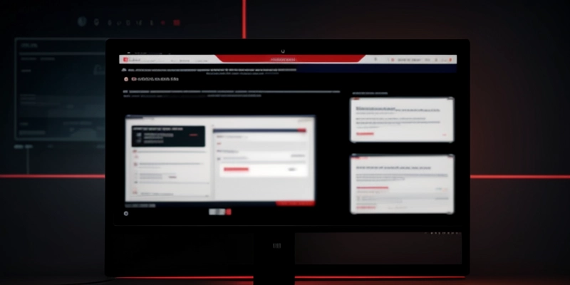 layar monitor menampilkan grafik lonjakan trafik merah akibat gempuran serangan ddos pada server.