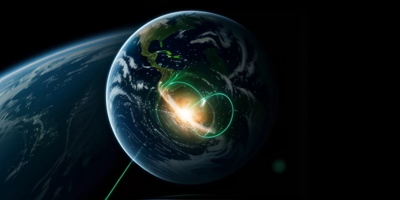 diagram perbedaan jarak orbit satelit LEO yang rendah melawan orbit GEO yang sangat tinggi.