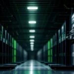 deretan server router kelas enterprise yang menyala di dalam data center pusat pertukaran internet