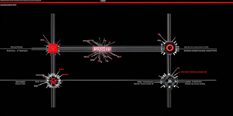 ilustrasi diagram router dengan banyak cabang yang kacau balau karena pengaturan static route manual.