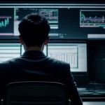 Teknisi jaringan sedang memantau lalu lintas BGP routing pada layar monitor di ruang kontrol operasi.