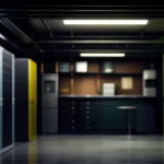 Infrastruktur jaringan router Mikrotik dan server di dalam lemari rak