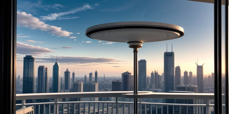 WiFi Apartemen Sudirman Tanpa Monopoli Antena radio microwave kecil terpasang kuat di railing balkon apartemen menembak sinyal.