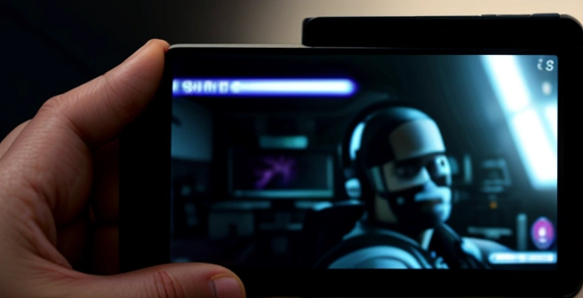 WiFi HP Putus Saat Main ML? Ini Solusi Permanennya seorang pria menggunakan pendingin fan cooler di bagian belakang smartphone saat bermain game, wajah dan mata disensor kotak blur